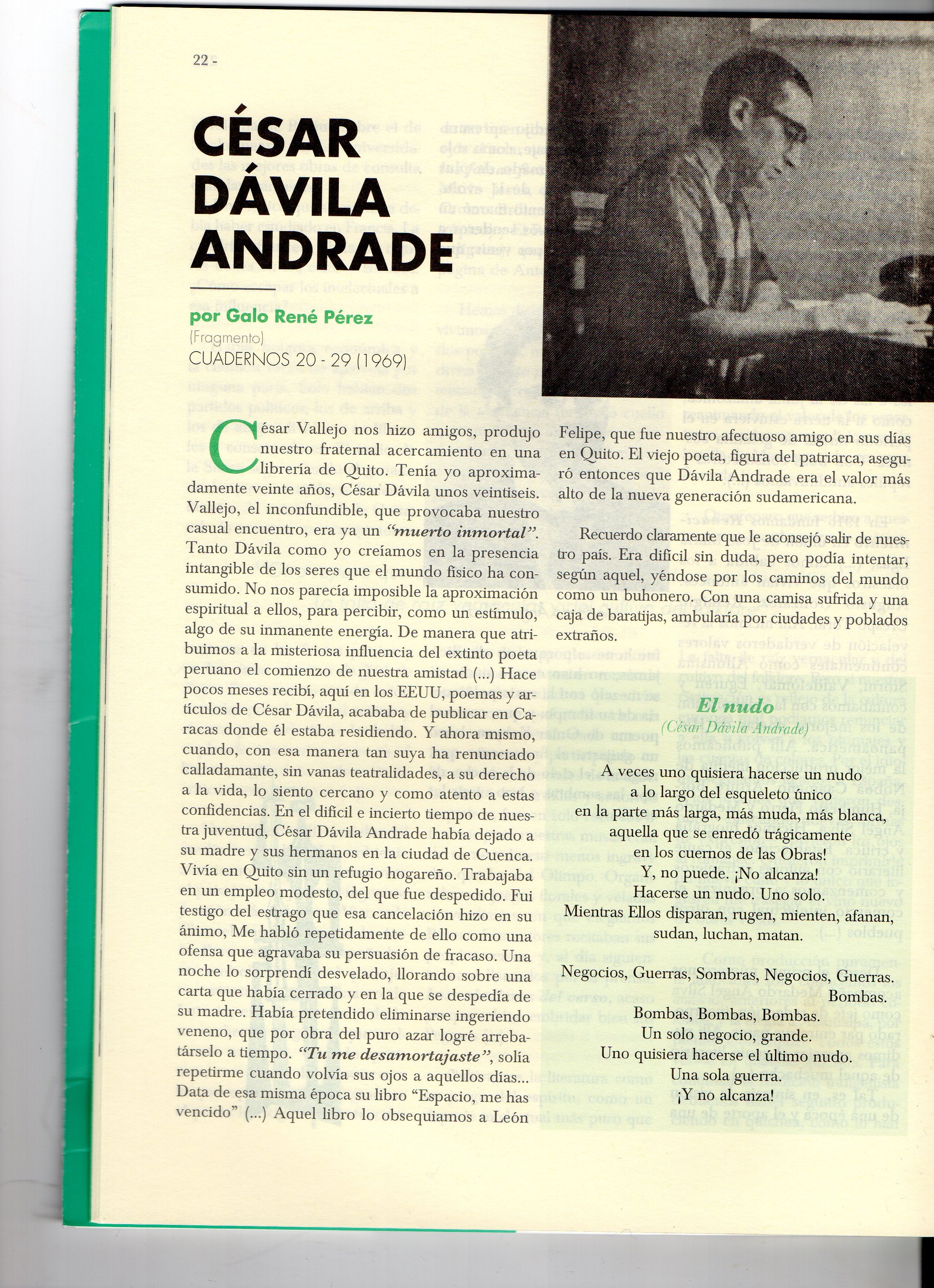 Texto de Galo René Pérez, 1969 («Memorias de Cuadernos del Guayas, 1948-1971»)